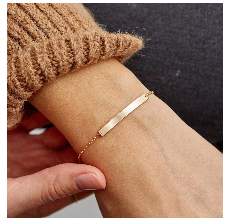 Low MOQ customized Message stainless steel bar bracelet engrave , charm bracelets stainless steel