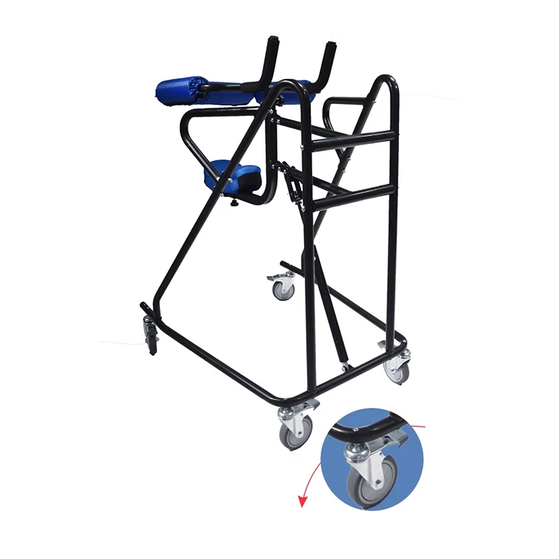 Hemiplegia Walker Stand Frame with Seat Wheel Rehabilitation Device Folding Height Adjustable Lower Limb Disabled