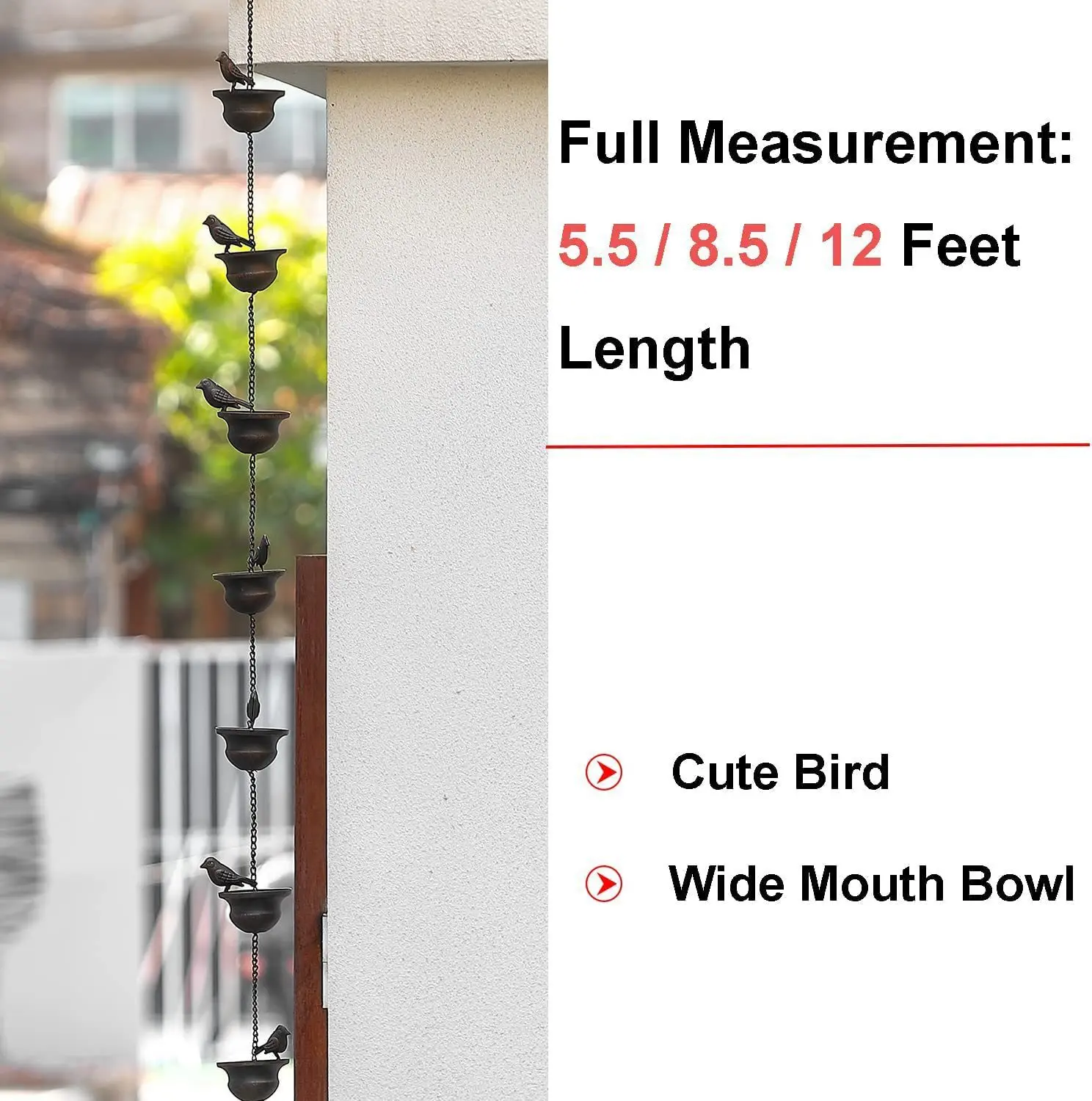 Creative Birds On Cups Metal Rain Chain Rain Catcher For Gutter Roof Decoration Metal Drainage Rain Chain Downspout Tool