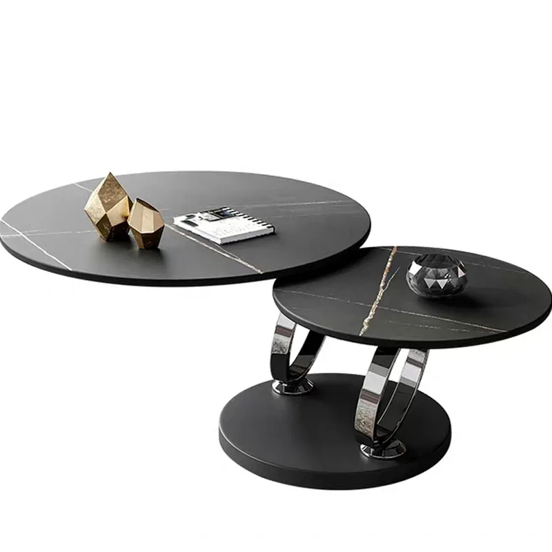 New design Marble pattern top round coffee table with metal frame living room furniture