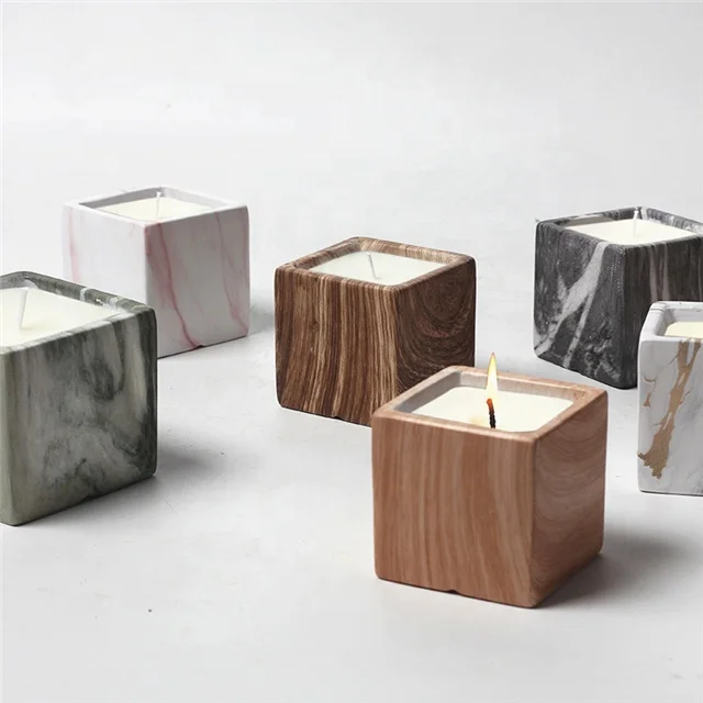 Custom Luxury Empty 8Oz 10Oz Ceramic Candle Vessel Candle Jar Marble