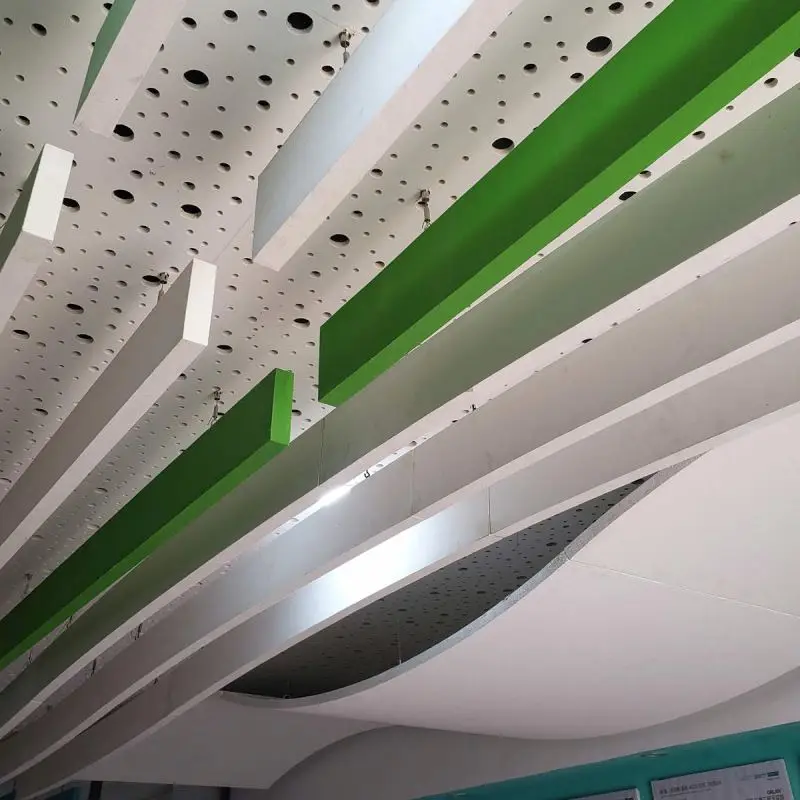 Baffle Beam Acoustic Panels Ceiling Glass Wool Mineral Vertical Hanging For Office Room 200x1200mm