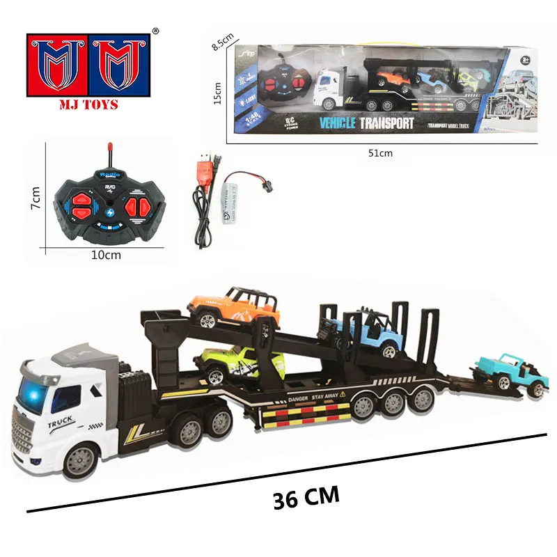 Cheap 1:48 Double Decker Transporter With 4 Cars Flatbed Semi-Trailer Trucks Trailers Sale Tractor Car Semi Truck And Trailer Rc