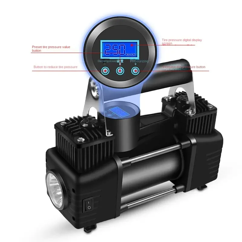 Two-cylinder Cordless Tire Air Pump 12v Digital Automatic Car Tire Inflator Pump Portable Wireless Electric Pump for Car