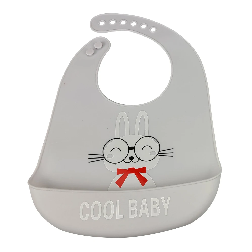 
New Product Colorful Soft Adjustable Silicone Baby Feeding Bibs with Food Catcher Pocket 