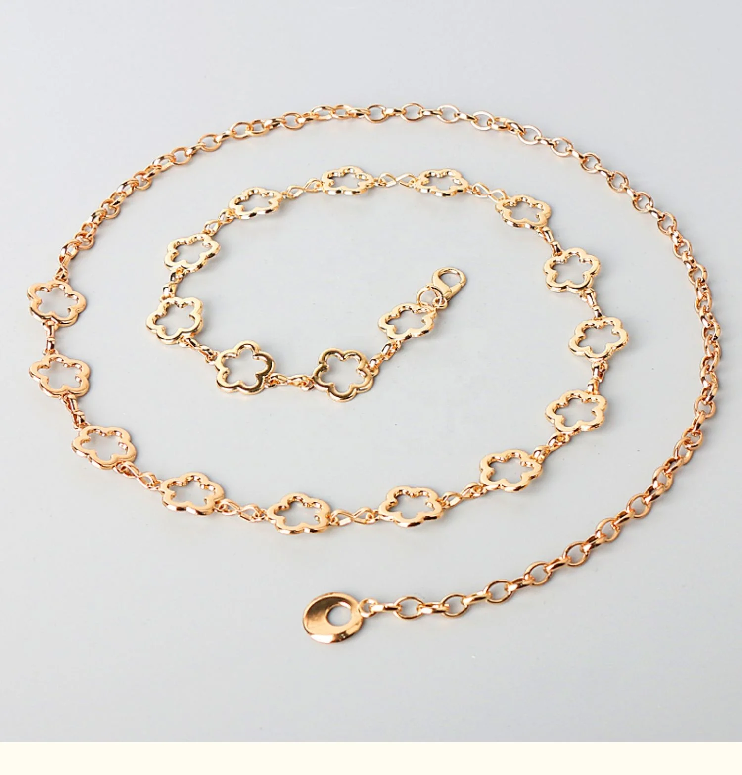 Fashion clothing accessories belt gold-plated hollow flower ladies waist chain