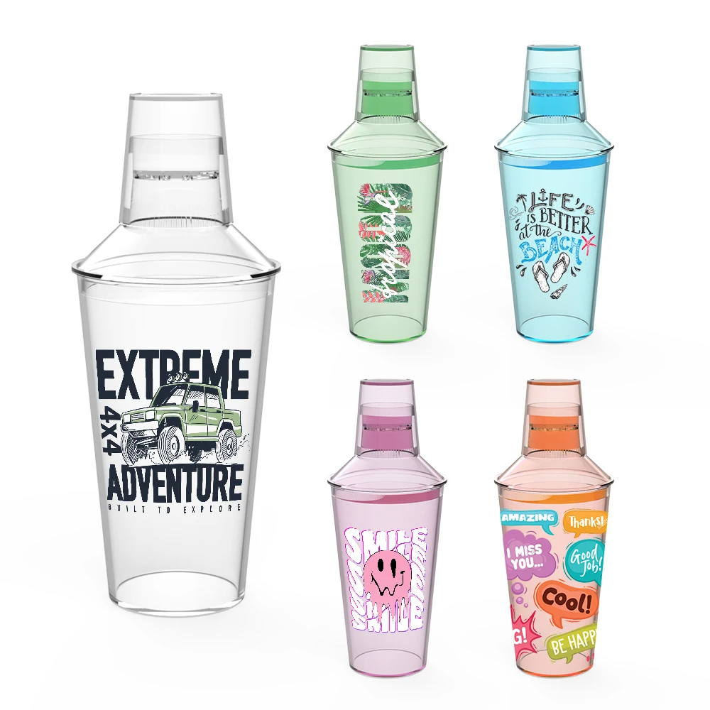 750ml/530ml Custom Bar Shaker Plastic Cocktail Shaker Bubble Tea Shaker Cup