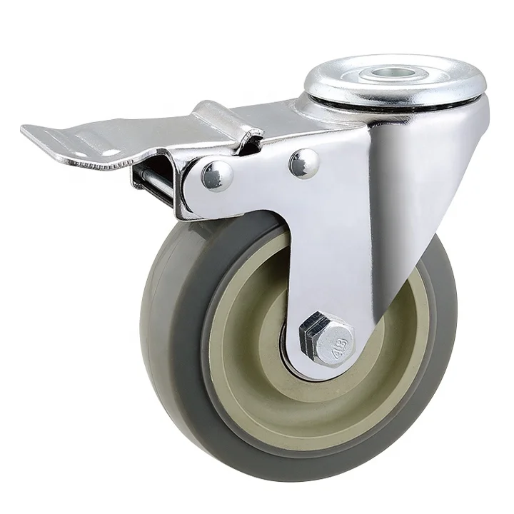 Medium duty swivel threaded stem m12 TPR bolt hole caster wheel