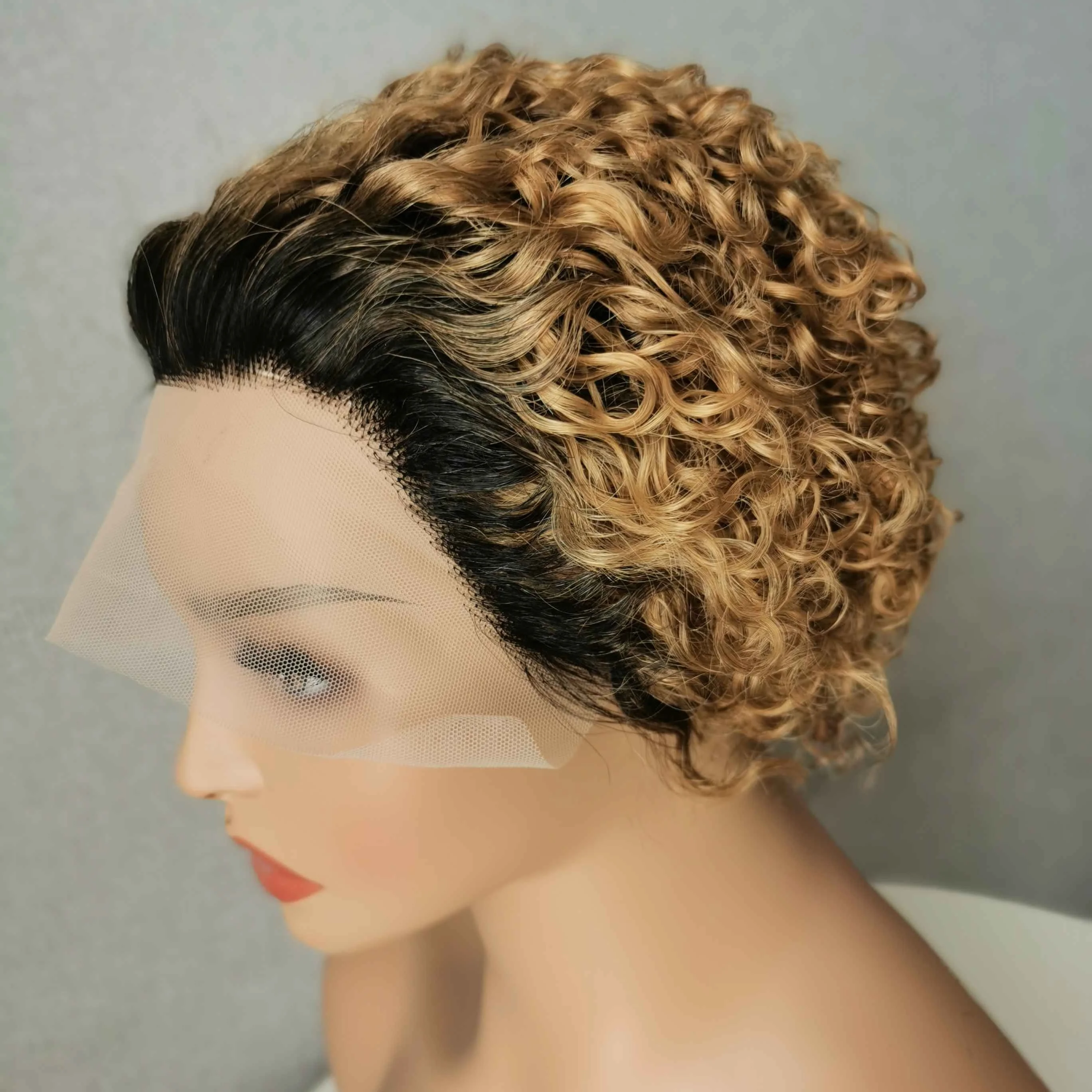 On Sale Pixie Cut Wig Curly Transparent Lace Front Wig Brazilian Virgin Human Hair Pixie Curly Human Hair Wigs For Black Women