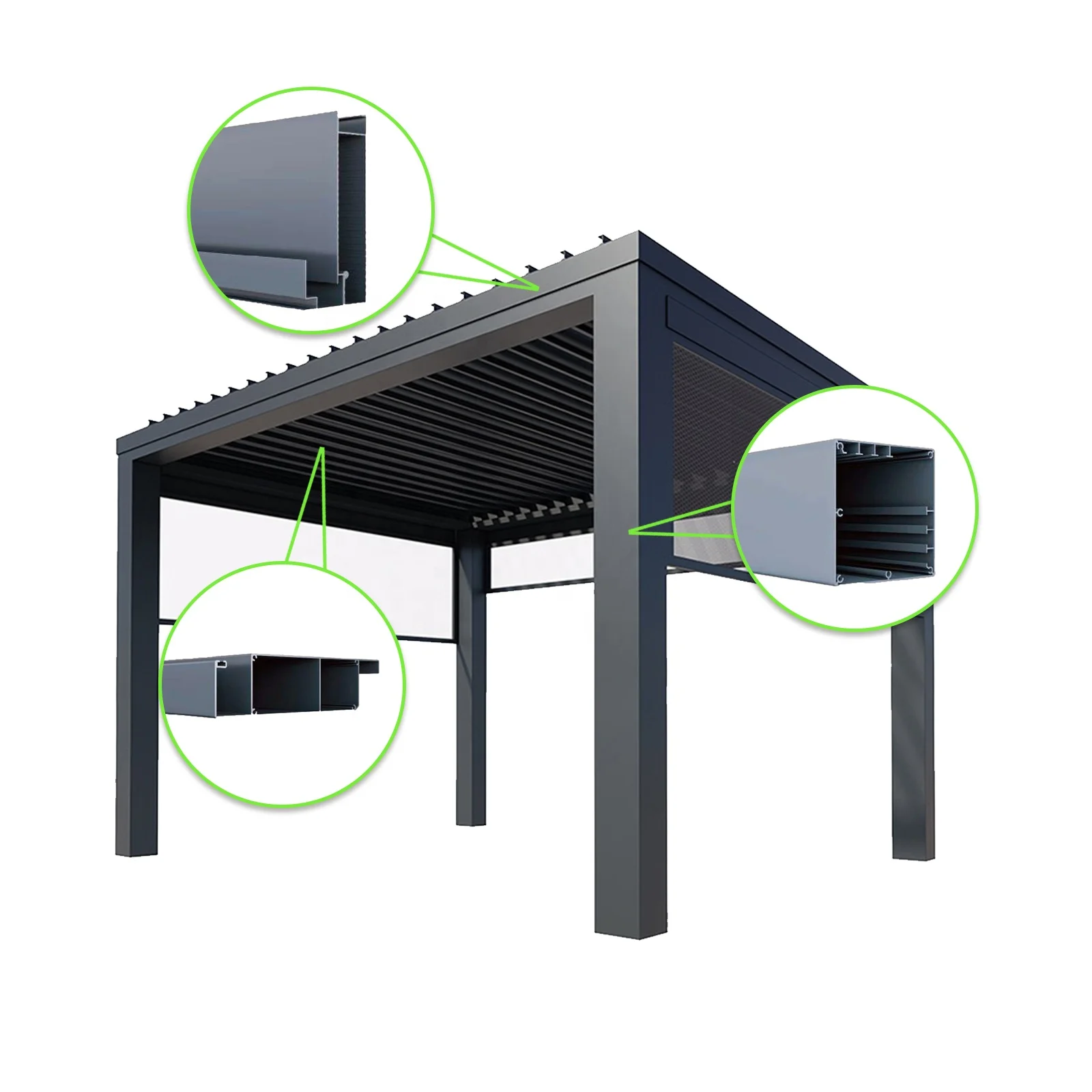 Customized powder coating Aluminum Alloy Profile Metal Aluminum Pergola stand column Raw materials for  Aluminum Pergola Factory