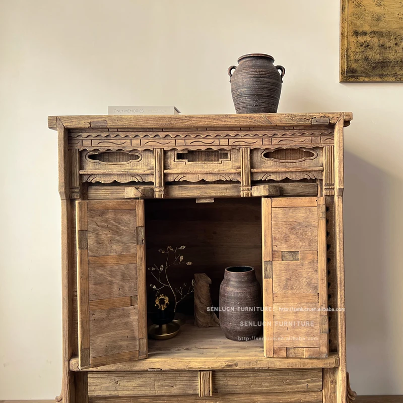 Factory Wholesale Antique Chinese Solid Wooden Dining Cabinet Living Room Cabinets