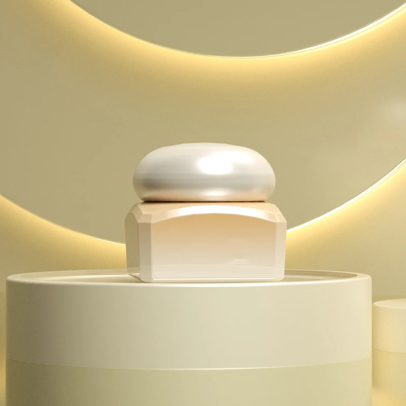 Empty Refillable Pearl light white Glass Cosmetic Containers Cream Jar Lotion Bottle Egg-shaped lid