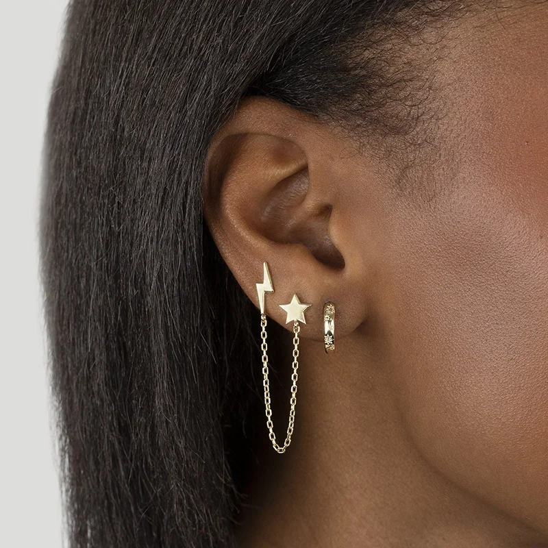 Milskye нежные ювелирные изделия стерлингового серебра 925 18K позолоченные CZ starburst huggie обруч серьги нержавеющая сталь 