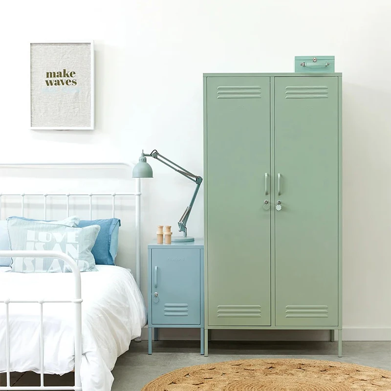 Customized home use 2 door steel clothes locker metal almirah cabinet with feet Pcs Type steel Cabinet