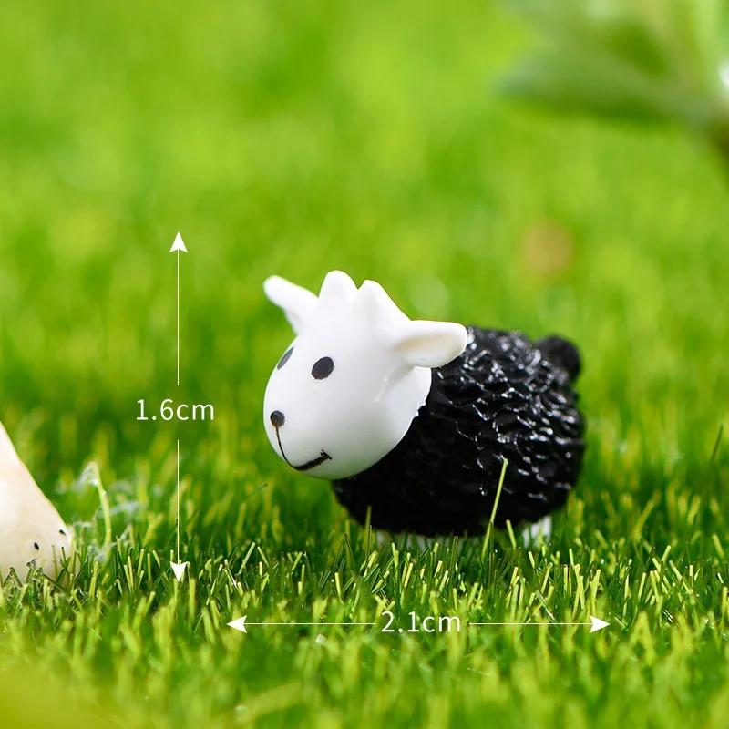 Moss micro landscape decoration ornaments Anime cartoon cute mini Lamb Black and White Goat Doll hanging decoration dolls