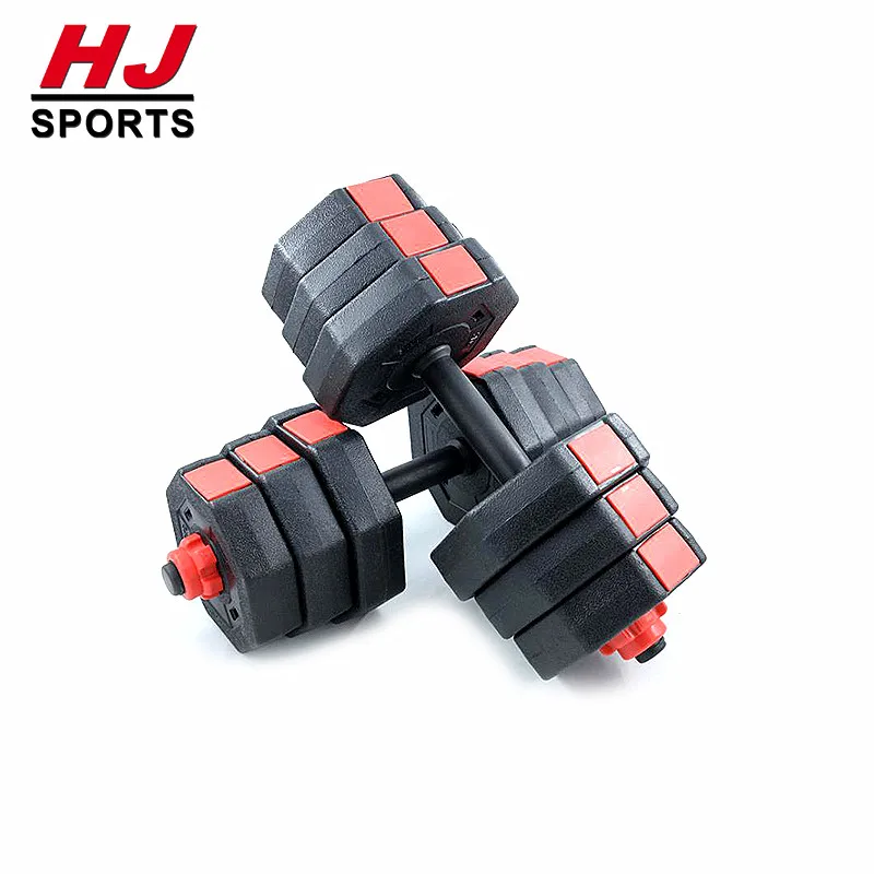 
Adjustable Eco friendly PE plastic Sand Filled HEX Dumbbell Set with 40cm connecting rod 