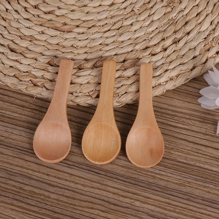 Japanese wooden spoon wholesale 8CM handmade small wooden spoon milk powder wooden spoon laser logo