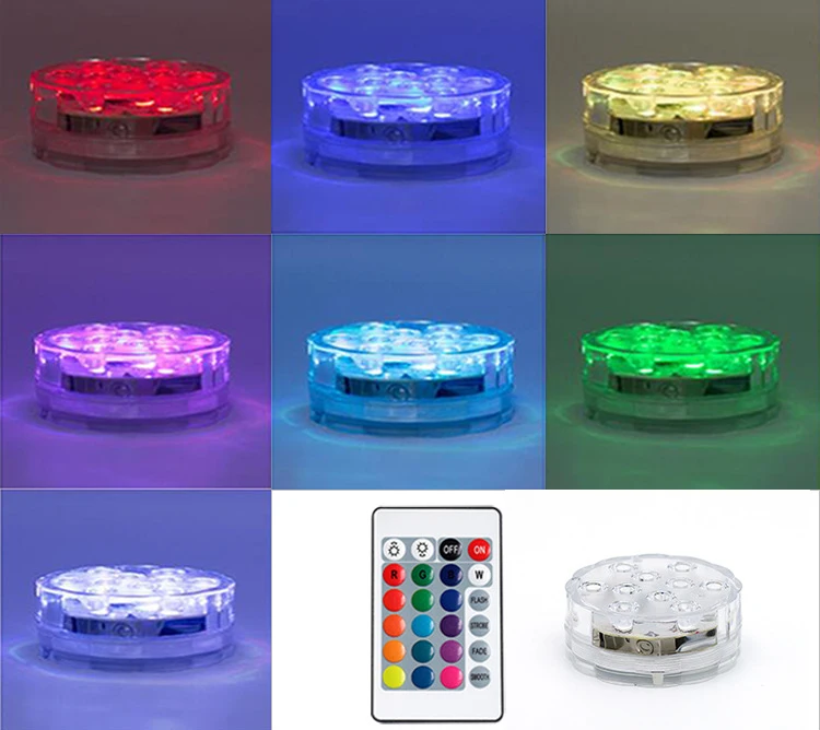  Ip68 водонепроницаемый пульт дистанционного управления прозрачные 16 RGB 10 светодиодный свет с присоской подводные светодиодные фонари для пула рыбацкая