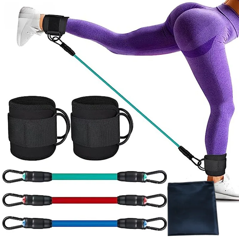 RS Wholesale High Quality Yoga Resistance Tube Training Elastic Rubber Latex Material Booty Ankle Strap Resistance Band