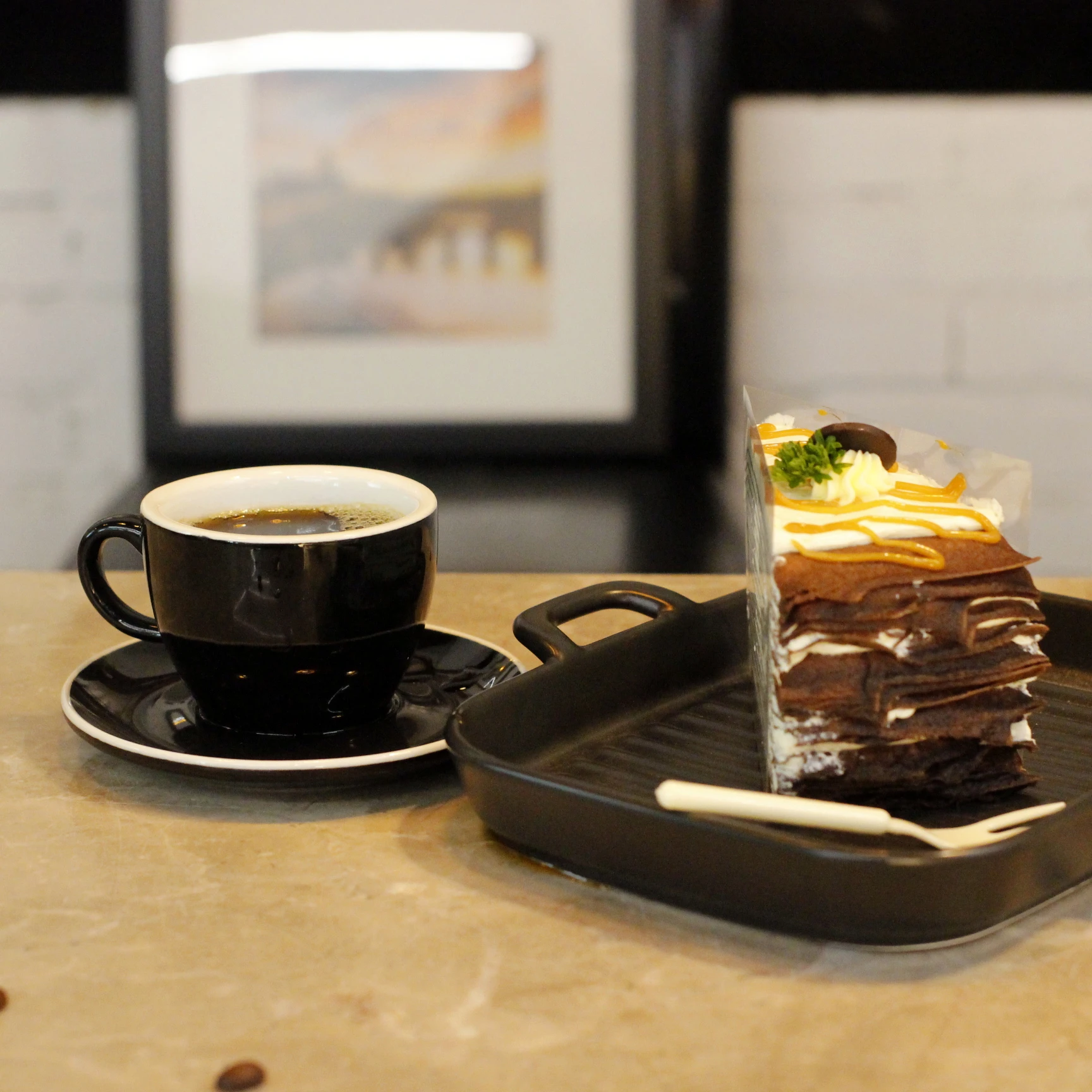 Black Color Ceramic Coffee Cup And Saucer With White Border Porcelain Latte Cappuccino Cups And Saucers For Cafe