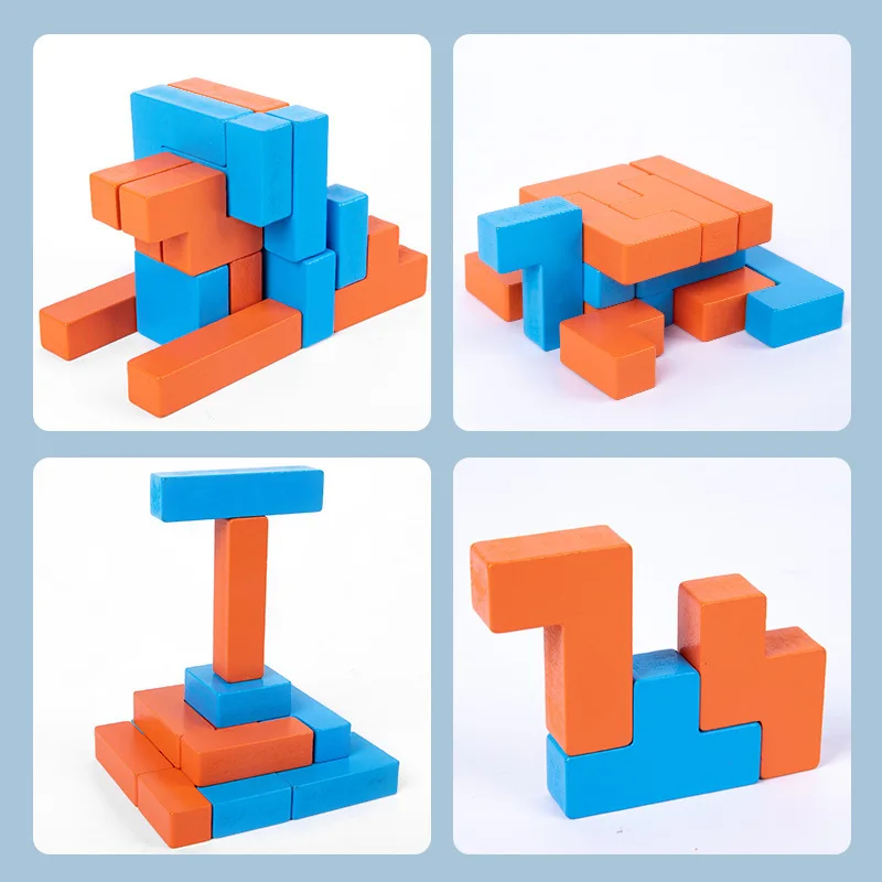 Children Wooden Soma Building Block Puzzle Montessori Educational Game Russia Cube Teaching Aids Toys For Kids