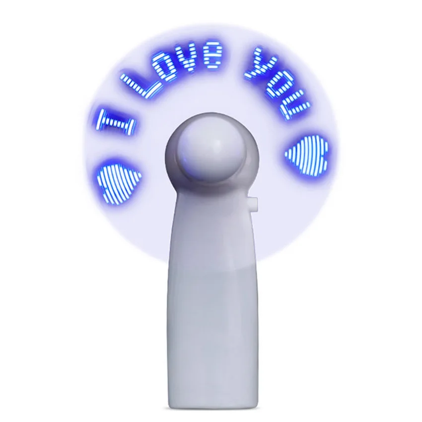 2021 Mini portable handy Customized LED message fan LED display handhold elctronic battery fan