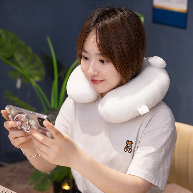 Super soft cartoon U shape pillow comfortable plush stuffed pillow for daily workers