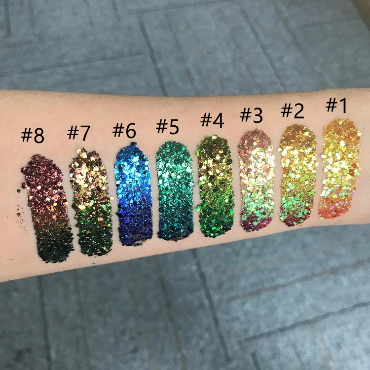 Vendor Holographic Custom No Logo 8 Colors Single Duochrome Multi Chrome Eye Shade Makeup Chameleon Glitter Eyeshadow Gel