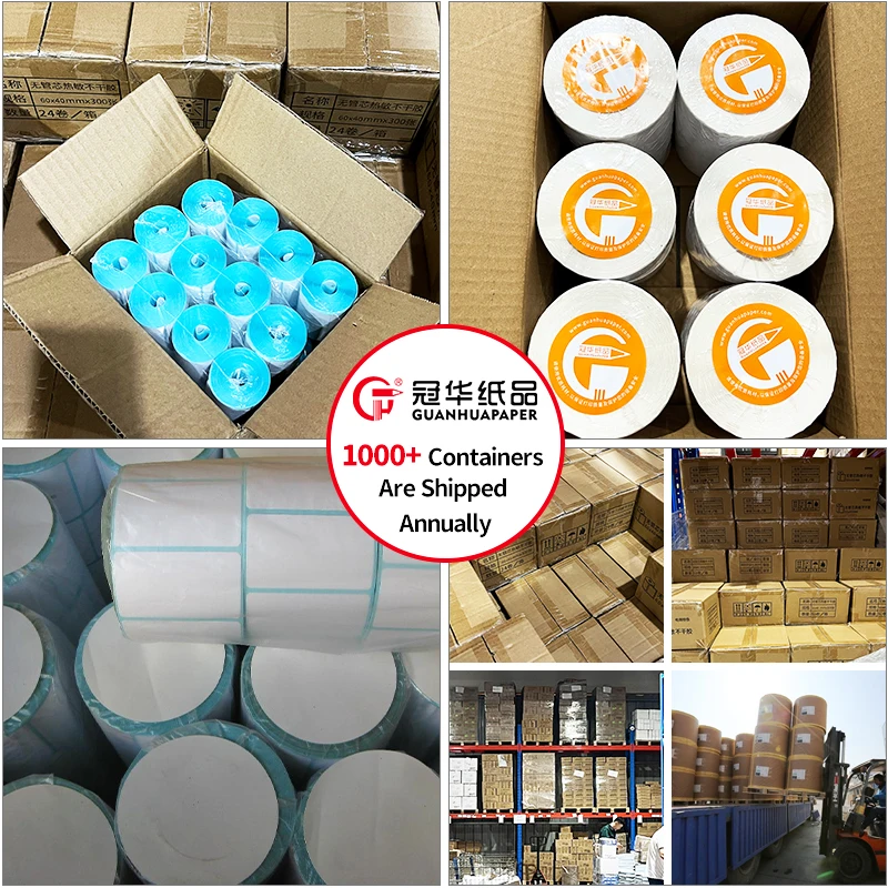 58x60 or customized blank sticker paper roll direct thermal label for Zebra Printers with oem logo