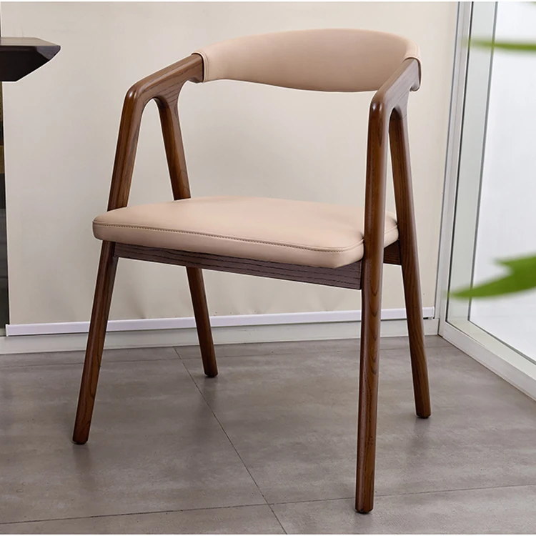 Customized dining chairs Nordic solid wood armrest simple restaurant dining chair