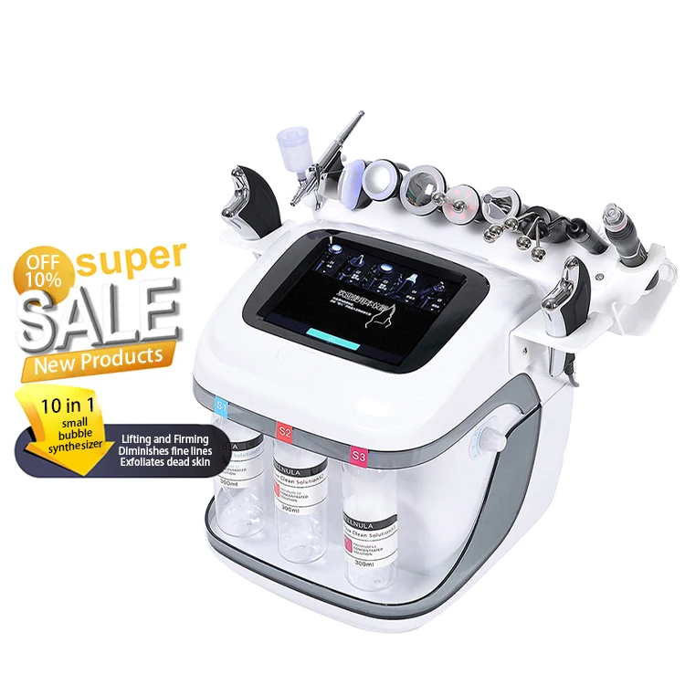 Portable 10 In 1 Dermabrasion Machine H2o2 Oxygen Jet Peeling Skin Massage Blackhead Removal Facial Diamond Micro  Machine