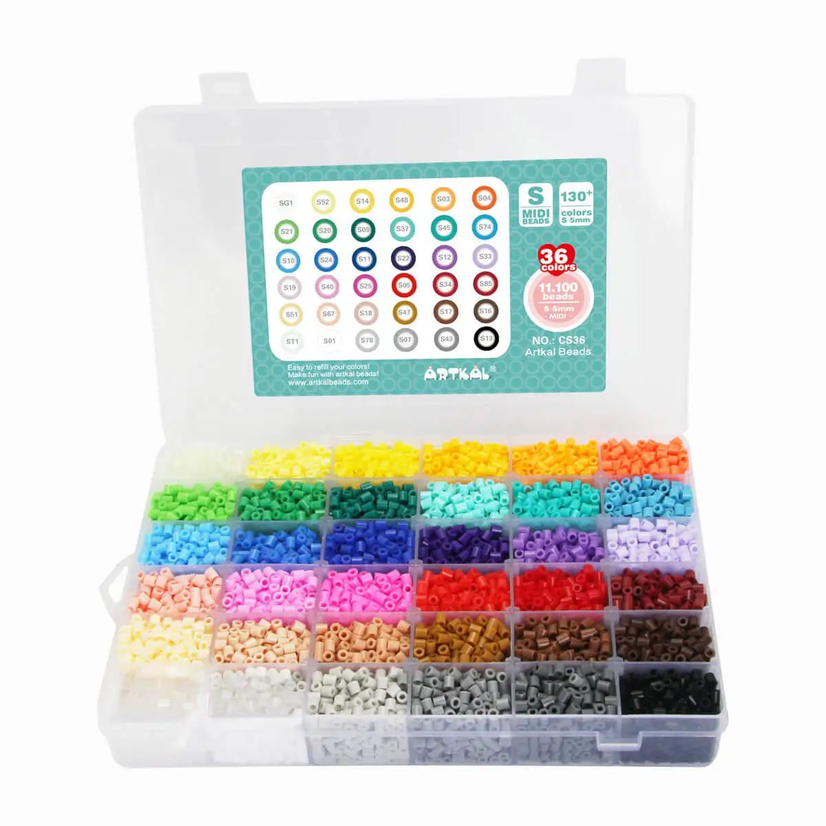 Iron Beads for Kids 5 mm 36 colors 11160 beads Fuse  Kit with 2 Ironing Papers in a Container perler beads toy