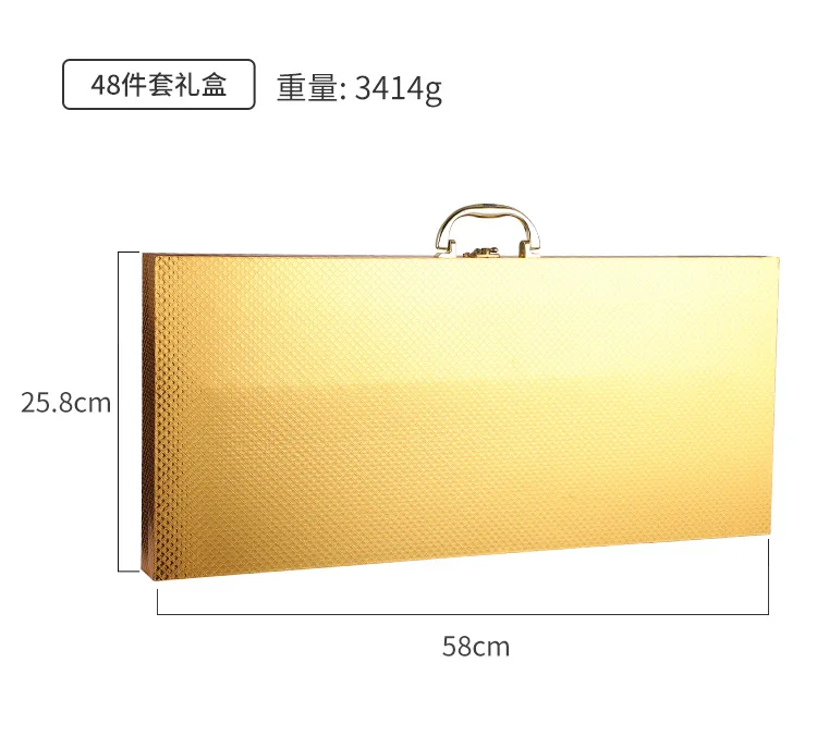 Custom Hotel Wedding Premium Durable Spoon Fork Knife Wooden Gift Box Silverware 48pcs Cutlery Luxury Gold Silver Flatware Set