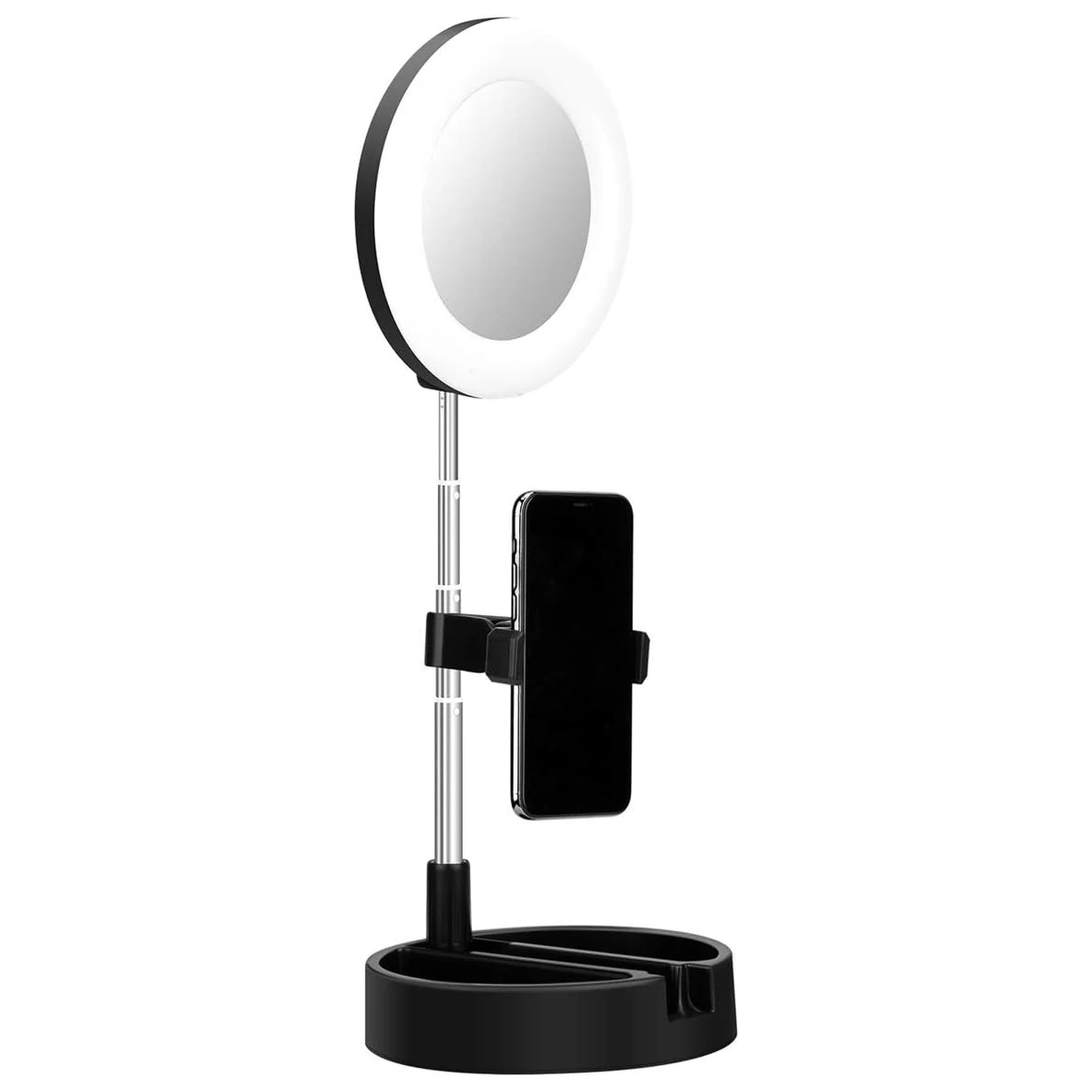 Wholesale Products Foldable Eetractable Floor Mobile Phone Live LED Fill Light Desktop Photo Stand Light Makeup Mirror