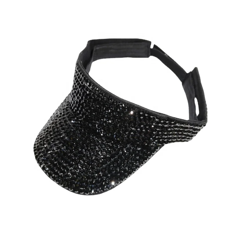 Drop Shipping Fashion Bling Rhinestone Outdoor Bike Cycling Sunny Hats Women Sun Cape Visor Hat