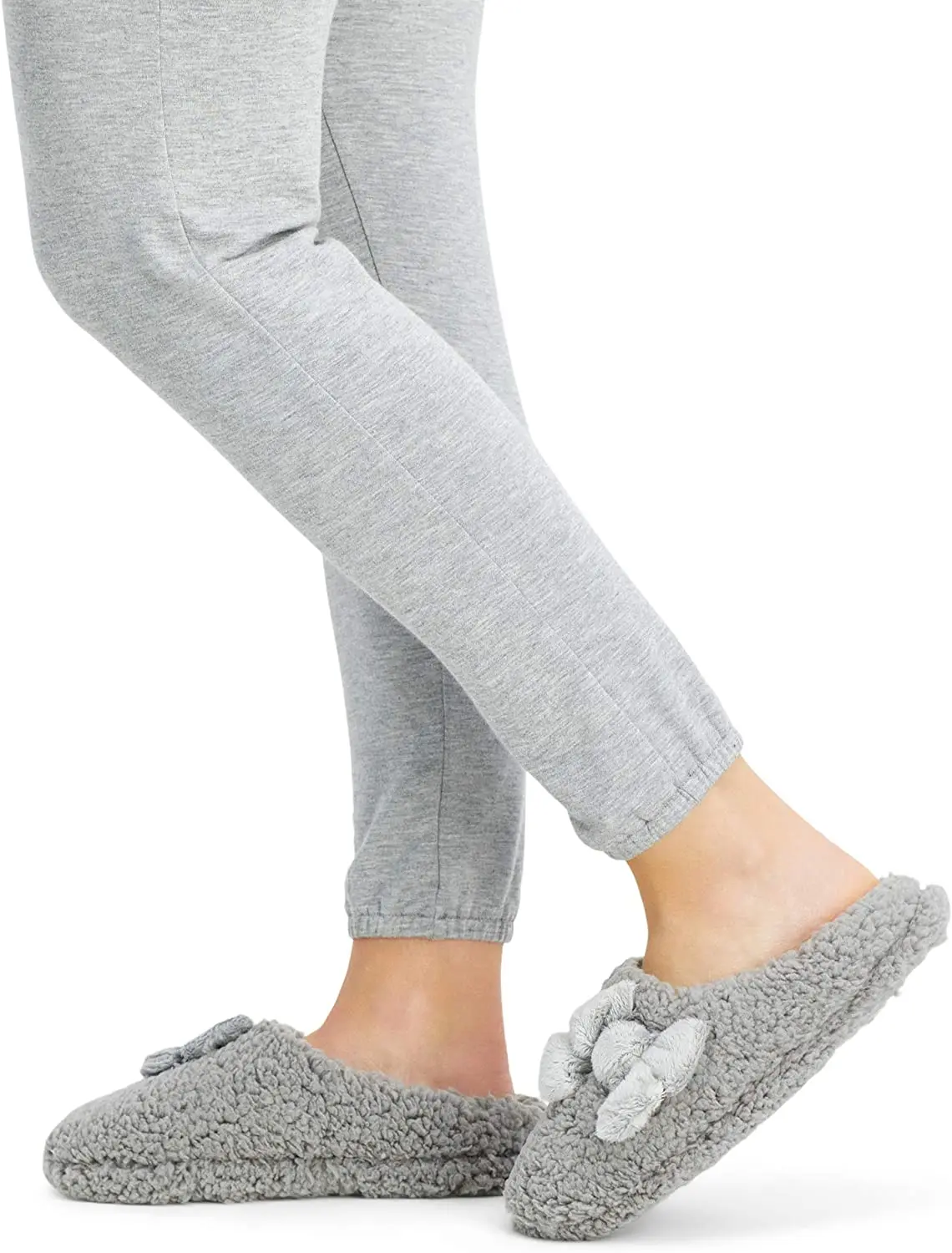 Womens Plush Marshmallow Slide on House Slipper Clog with Memory Foam Insole TPR Outsole Ladies Home Winter Slippers