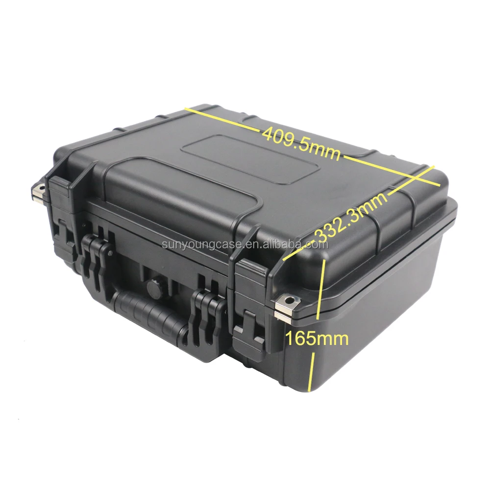 Black PP Material Dustproof Equipment Carrying Tool Storage Case Lined Shockproof Foam Rugged IP67 Hard Plastic Waterproof Case