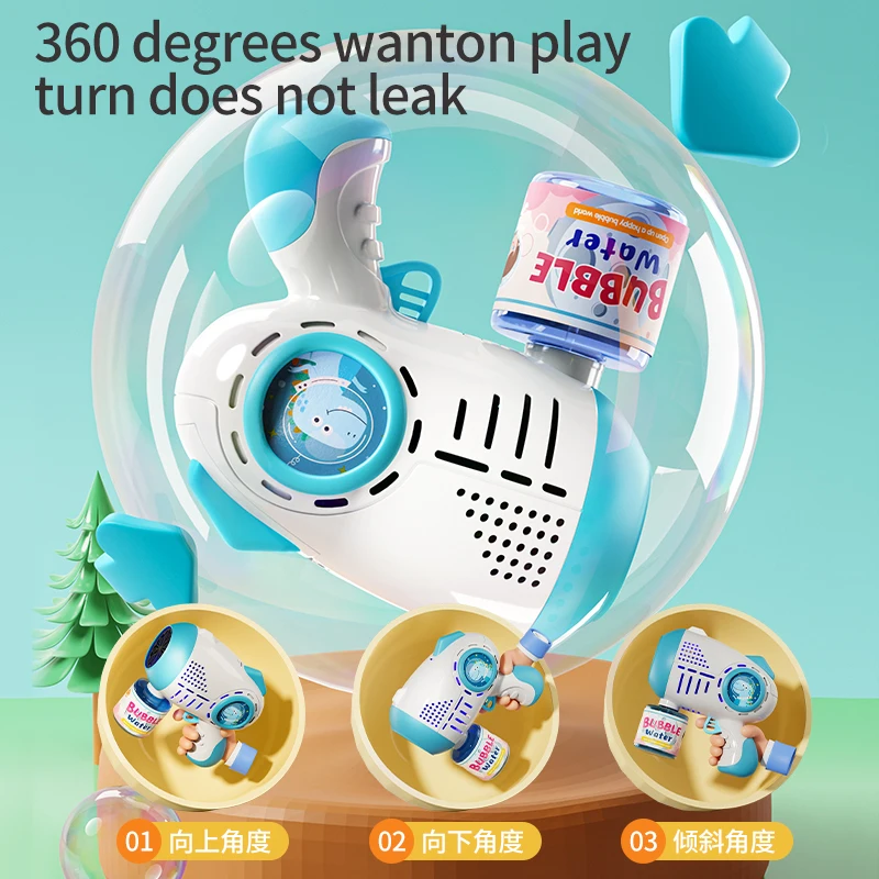 2023 New summer outdoor hot sale bazooka bubble gun with light multi-bubble automatic bubble guns toys for kid