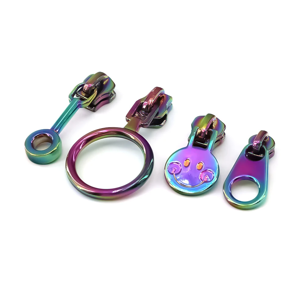 Non Lock Zipper Sliders Gold Black Custom Logo Metal Zipper Puller for Bag