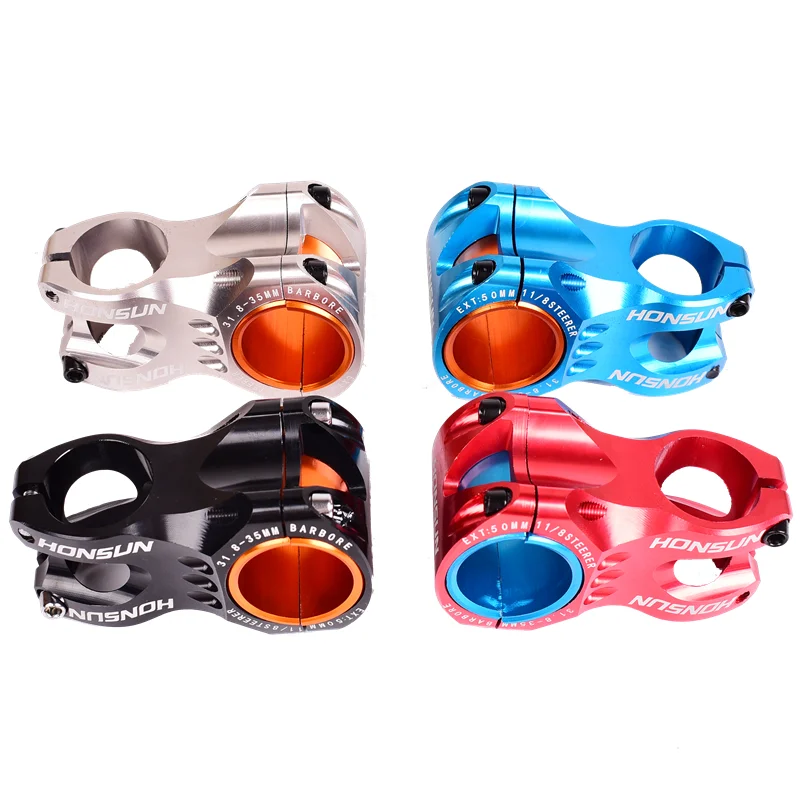 HONSUN hollow CNC bicycle stem 31.8/35mm MTB mountain bike handlebar stem 28.6mm ahead short 50mm 0 degree AM/XC