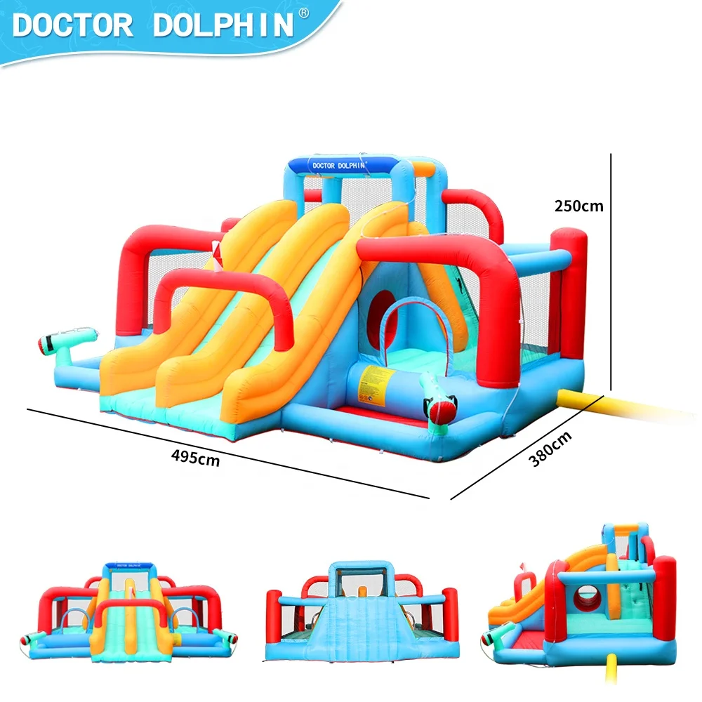 Doctor Dolphin Entertainment Children Inflatable Jumping Castle Bouncer Two Pool Water Gun And Double Slide In The Middle
