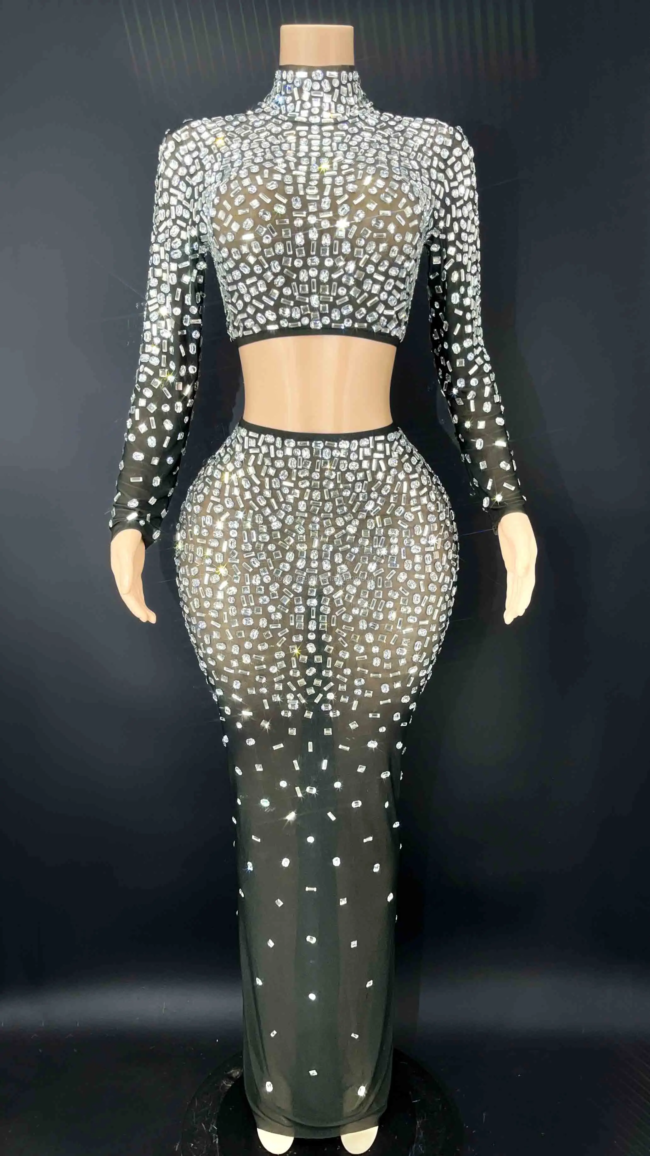 Элегантное блестящее вечернее платье 2022 черные стразы модное свадебное с кристаллами Клубное женское знаменитости