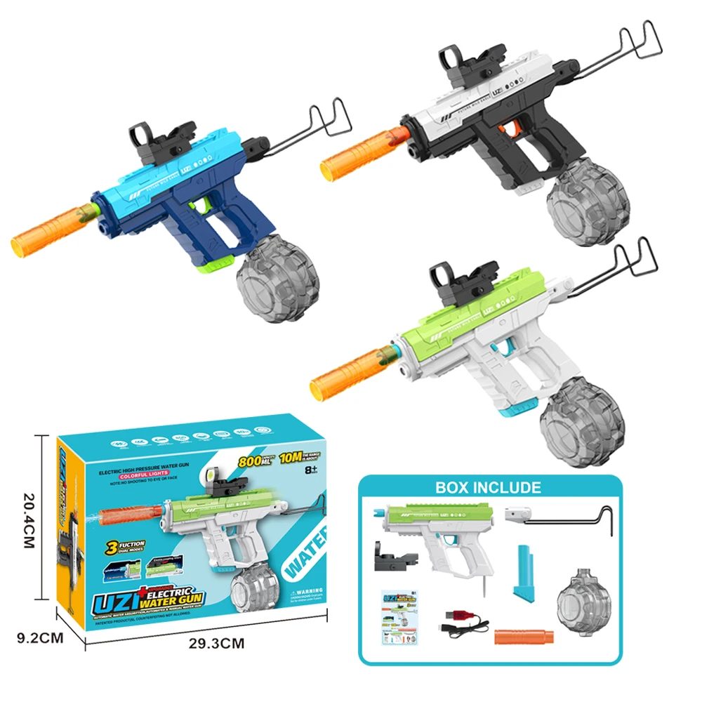Summer UZI Manual&Electric Water Gun Automatic Absorption Water High Pressure Power Large Capacity Water Toy for Outdoor Playing