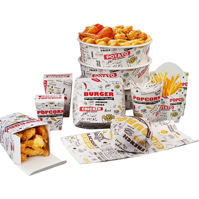 Hamburg fried chicken take out fast food box disposable food packaging french fries snack bucket
