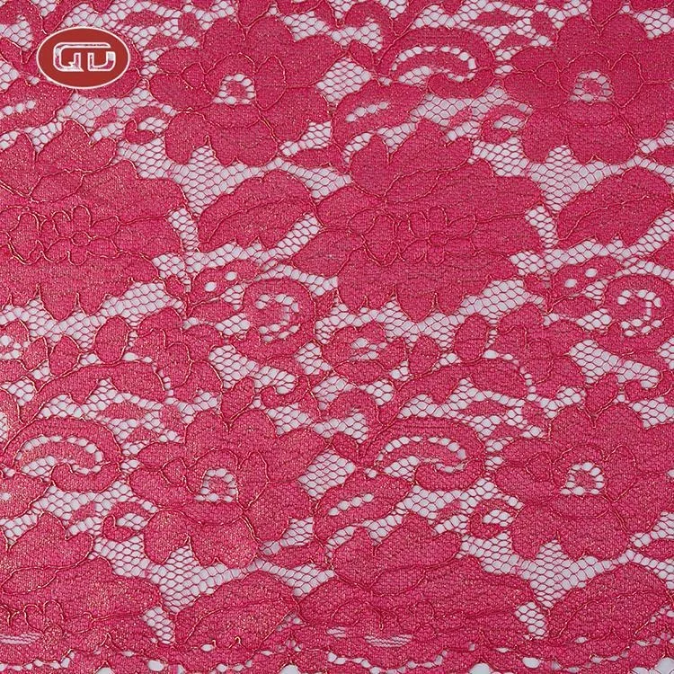 High quality elegant 100% polyester mesh gold metallic foil lace fabric