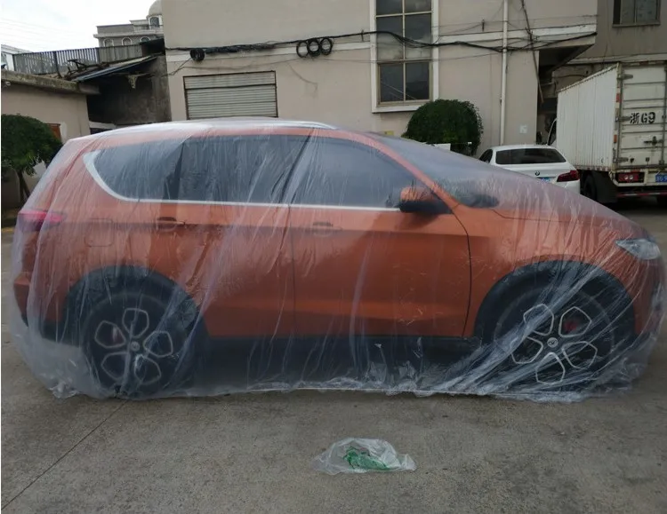 Прозрачный одноразовый пластиковый чехол для автомобиля из полиэтилена