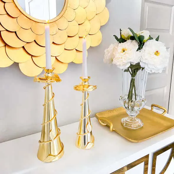 Gold Plating Metal Candle Stands2024 Latest Home Decor Products for Hotels & Restaurants 2024 Best Selling