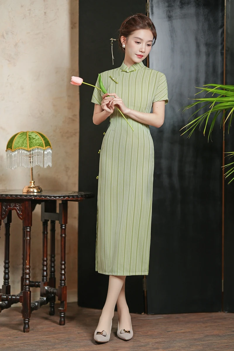 Women Summer cotton linen Qipao Dress Chinese Traditional Cheongsam Women clothes