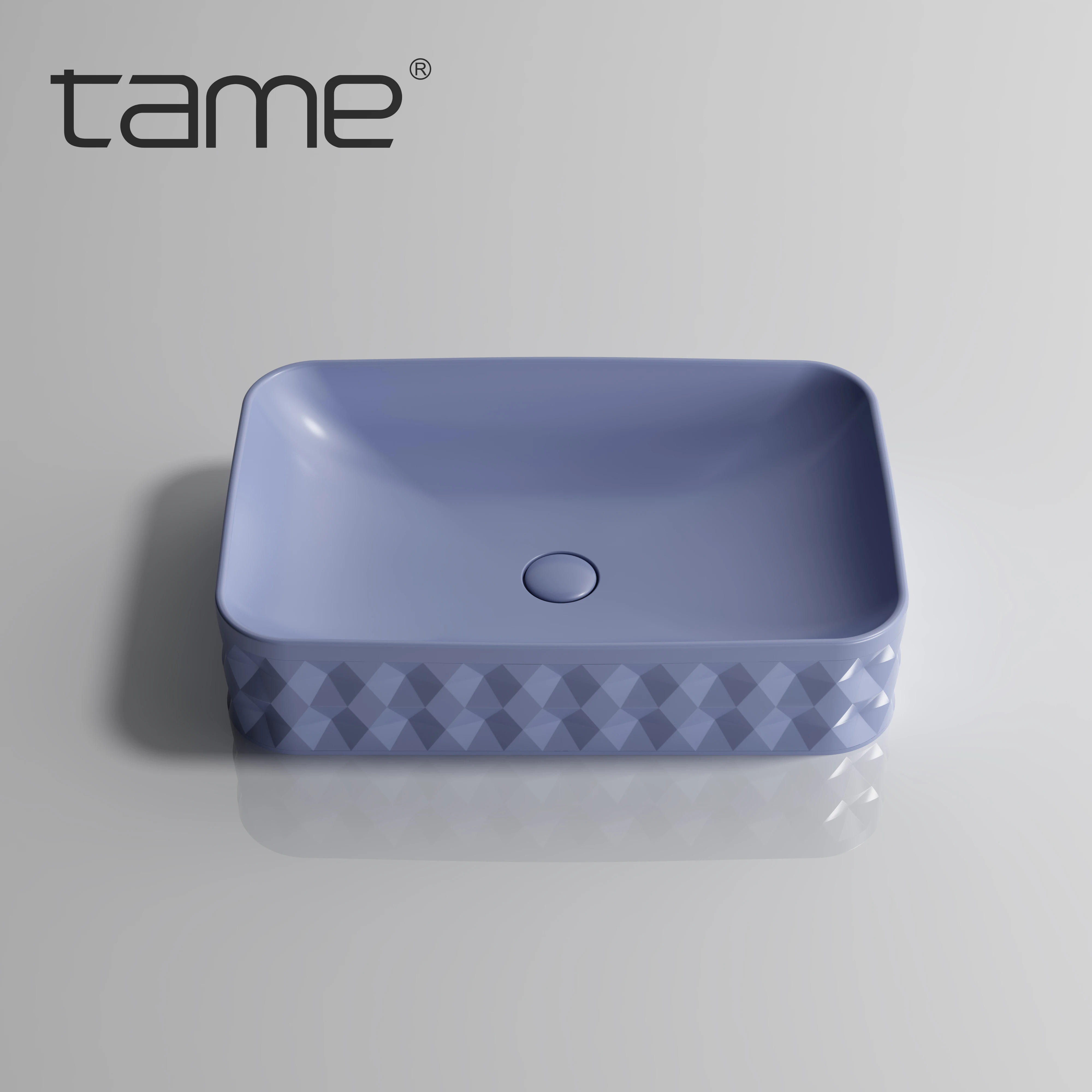 TAME PZ8531-P17 Sanitary Purple Vessel Top Counter Sink Rectangular Countertop Bathroom Ceramic Art Hand Wash Basin