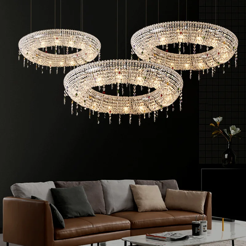 Modern Ceiling Hanging Light LED Clear Glass Chandelier Luxury Crystal Chandelier For Hotel Lobby Dining
